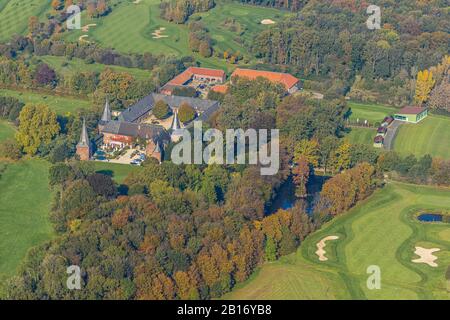 Veduta Aerea, Castello Dell'Aia, Campo Da Golf Gelderland, Campo Da Golf, Geldern, Basso Reno, Renania Settentrionale-Vestfalia, Germania, Bartelter Weg, Birreria All'Aperto, Cast Foto Stock