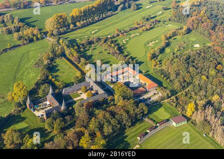 Veduta Aerea, Castello Dell'Aia, Campo Da Golf Gelderland, Campo Da Golf, Geldern, Basso Reno, Renania Settentrionale-Vestfalia, Germania, Bartelter Weg, Birreria All'Aperto, Cast Foto Stock