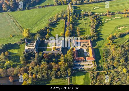 Veduta Aerea, Castello Dell'Aia, Campo Da Golf Gelderland, Campo Da Golf, Geldern, Basso Reno, Renania Settentrionale-Vestfalia, Germania, Bartelter Weg, Birreria All'Aperto, Cast Foto Stock