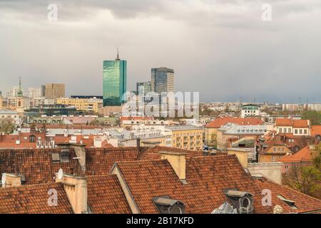 Vista dello skyline dalla città vecchia, Varsavia, Polonia Foto Stock
