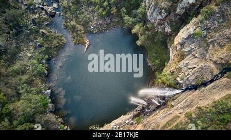 Sudafrica, Mpumalanga, veduta aerea delle cascate Mac-Mac Foto Stock