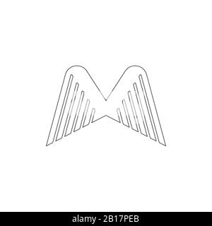 righe sottili ali lettera w logo Illustrazione Vettoriale