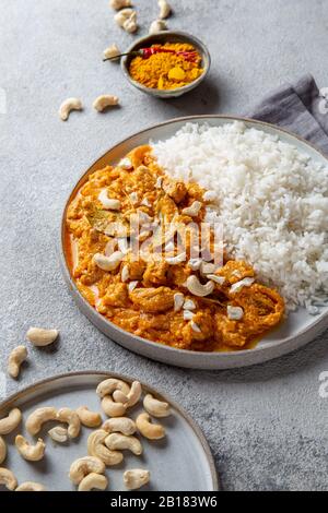 Tradishional cibo indiano Agnello Korma con anacardi Foto Stock