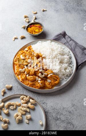 Tradishional cibo indiano Agnello Korma con anacardi Foto Stock