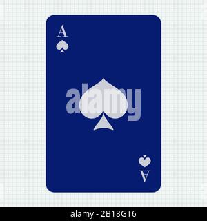 ACE di Spades. Icona blu su sfondo cartaceo Illustrazione Vettoriale
