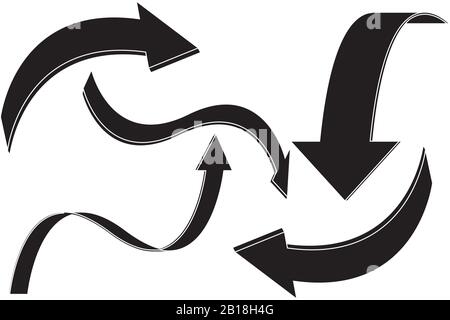 Nero Frecce Piatte Illustrazione Vettoriale