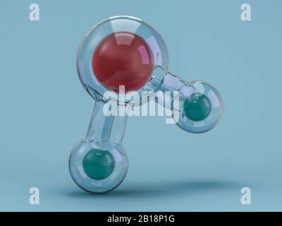Molecola di acqua. Ecologia e biologia e biochimica del concetto. Il rendering 3D Foto Stock