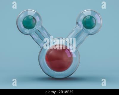 Molecola di acqua. Ecologia e biologia e biochimica del concetto. Il rendering 3D Foto Stock