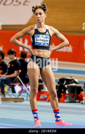 Apeldoorn, Paesi Bassi. 23rd Feb, 2020. Apeldoorn, 23-02-2020, Omnisport Apeldoorn, Women High Jump, stagione 2019/2020. Jeanelle Scheper Durante Il Nk Atletiek 2020 Indoor Credit: Pro Shots/Alamy Live News Foto Stock