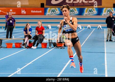 Apeldoorn, Paesi Bassi. 23rd Feb, 2020. Apeldoorn, 23-02-2020, Omnisport Apeldoorn, Women High Jump, stagione 2019/2020. Jeanelle Scheper Durante Il Nk Atletiek 2020 Indoor Credit: Pro Shots/Alamy Live News Foto Stock