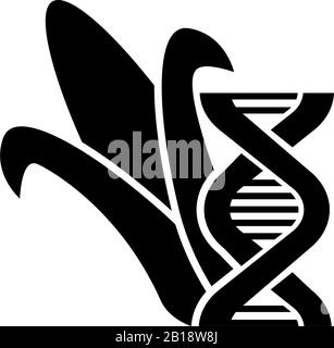 Organismi Geneticamente Modificati Corn. Illustrazione Dell'Icona Vettore Piatto. Semplice simbolo nero su sfondo bianco. Organismi Geneticamente Modificati Segno Di Mais Illustrazione Vettoriale