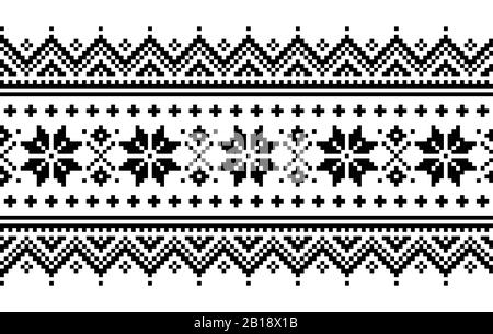 Vettore di Natale lungo inverno seamless pattern, ispirato dalla popolazione Sami, Lapponia folk art design tradizionale, della maglieria e del ricamo Illustrazione Vettoriale