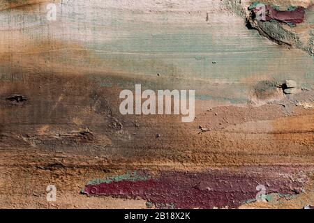 texture legno sfondi, vernice sbucciata su tavole di legno da uno scafo barca, sfondo di legno vintage con vernice peeling Foto Stock