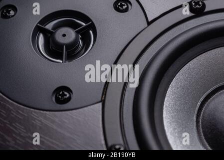 Sistema multimediale in legno. Altoparlanti Audio... Foto Stock