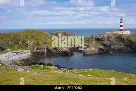 Eilean Glas faro, Isle of Scalpay, Ebridi Esterne, Scozia Foto Stock