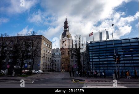 24 Aprile 2018 Riga, Lettonia. La Cattedrale del Duomo nel centro storico di riga. Foto Stock
