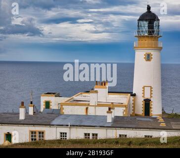 Faro di Tiumpan Head, Tiumpan Head, Portvoller, Isola di Lewis, Ebridi esterne, Scozia Foto Stock