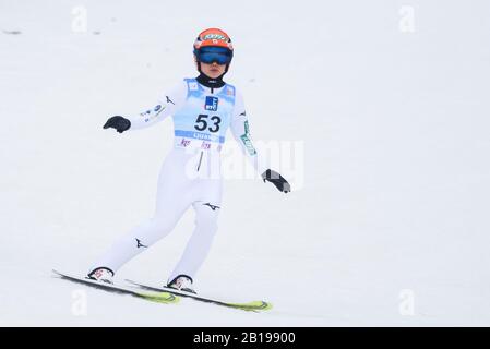 Ljubno, Slovenia. 23rd Feb, 2020. Yuki Ito del Giappone compete durante la FIS Ski Jumping World Cup Ljubno 2020 23 febbraio 2020 a Ljubno, Slovenia. (Foto Di Rok Rakun/Pacific Press) Credito: Pacific Press Agency/Alamy Live News Foto Stock