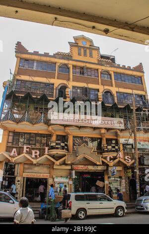 Nairobi, Kenya - 17 gennaio 2015: Splendido edificio alberghiero nel centro della città Foto Stock