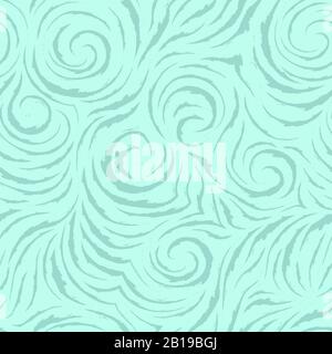 Tracciato vettoriale turchese senza cuciture di linee lisce con bordi strappati sotto forma di cerchi e spirali. Texture per la finitura di tessuti o carta da imballaggio Illustrazione Vettoriale