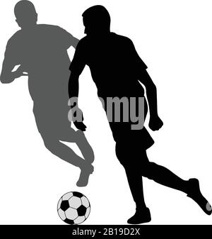 due giocatori di calcio che calciano in duello silhouette - vettore Illustrazione Vettoriale