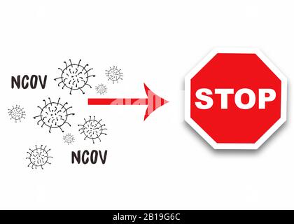 stop coronavirus concept con stop sign e trafilato virus attack Foto Stock