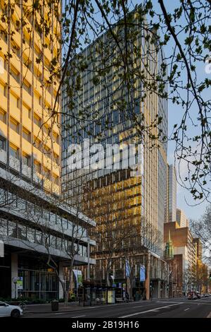 Vista Da Macquarie Street. Sixty Martin Place, Sydney, Australia. Architetto: Hassell, 2019. Foto Stock