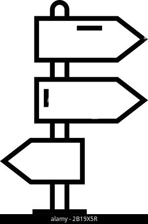 Icona della linea di direzione, simbolo concettuale, illustrazione del vettore di contorno, simbolo lineare. Illustrazione Vettoriale