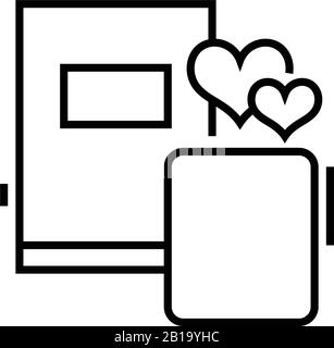 Icona della riga delle note del diario, simbolo concettuale, illustrazione del vettore di contorno, simbolo lineare. Illustrazione Vettoriale