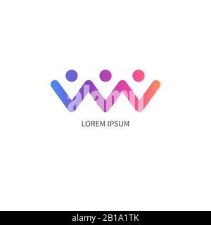 Logo astratto della gente, icona del colore del lavoro di squadra, segno della comunità di affari della linea, simbolo felice del vettore della famiglia Illustrazione Vettoriale