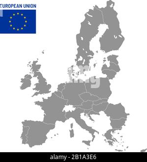 Mappa dell'Unione europea. Paesi membri dell'UE, paesi europei, mappe di viaggio, illustrazione vettoriale Illustrazione Vettoriale