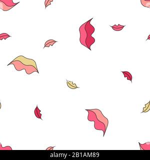 Sfondo senza cuciture con labbra. Illustrazione del vettore cosmetico. Trucco rossetto. Illustrazione Vettoriale