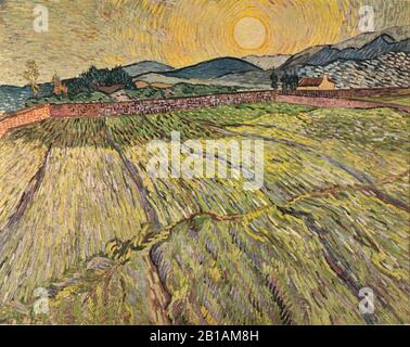 Paesaggio con i campi Arati 1889 dipinto di Vincent van Gogh - Immagine Ad Altissima risoluzione e qualità Foto Stock