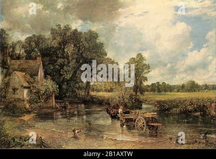 The Hay Wain (Landscape: 12.00) (1821) 19th Century Painting by John Constable - immagine Ad Altissima risoluzione e di qualità Foto Stock