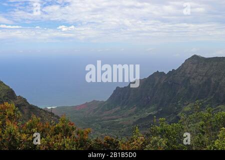 Kalalau Lookout nel Kokee state Park Foto Stock