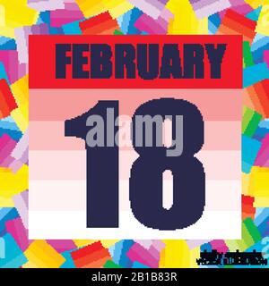 18 febbraio icona. Per pianificare un giorno importante. Banner per vacanze e giorni speciali. Icona del XVIII febbraio. Illustrazione Vettoriale. Illustrazione Vettoriale