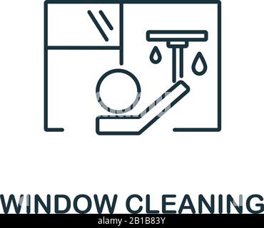 Icona pulizia finestra dalla raccolta pulizia. Elemento di linea semplice finestra simbolo di pulizia per modelli, web design e infografiche Illustrazione Vettoriale