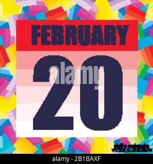 Icona del 20 febbraio. Per pianificare un giorno importante. Banner per vacanze e giorni speciali. Icona 20th di febbraio. Illustrazione Vettoriale. Illustrazione Vettoriale