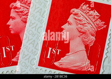 Royal Mail 1a classe timbri Foto Stock