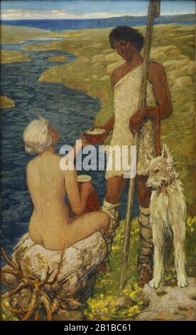 Fritz Erler - Begegnung Am Fluss. Foto Stock