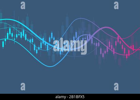 Mercato azionario o forex trading grafico. Grafico nel mercato finanziario illustrazione vettoriale Abstract background finanziario. Illustrazione Vettoriale