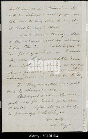 Da Samuel Maggio Ad Anne Warren Weston; Ca. Mercoledì 2 febbraio 1853 p6. Foto Stock