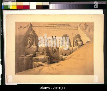 Elevazione frontale del Grande Tempio di Abosimble Nubia - David Roberts, R.A. Foto Stock