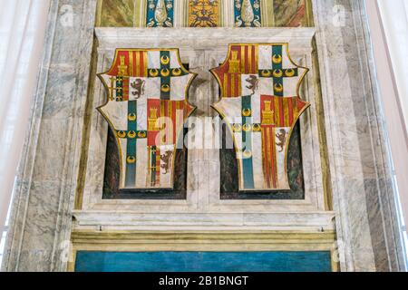 Stemma della Biblioteca Piccolomini nel Duomo di Siena, Toscana, Italia. Foto Stock