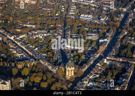 Vista aerea, vista sulla città e sulla torre dell'acqua Viersener Straße, Mönchengladbach, Niederrhein, Renania settentrionale-Vestfalia, Germania, vista a nord, DEU, Europa Foto Stock