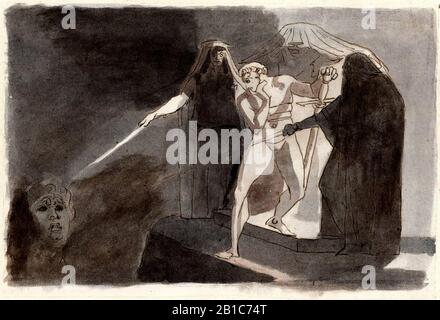 Füssli - Uno dei disegni dell'album romano Macbeth e della testa armata del "Macreth" di Shakespeare IV 1. 1774 18850314.208. Foto Stock