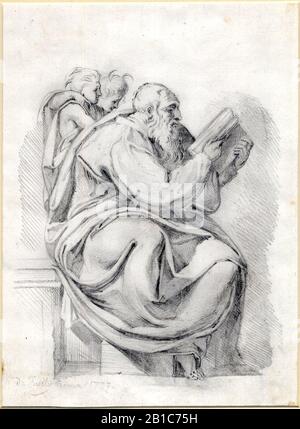 Füssli - Uno dei disegni dell'album romano, copia dopo Michelangelo, Sixtina. 1777. Foto Stock