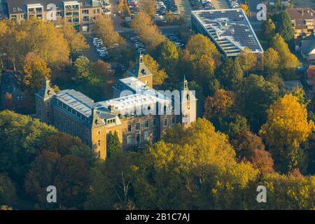 Fotografia Aerea, Castello Di Neersen, Municipio Tecnico, Willich, Basso Reno, Renania Settentrionale-Vestfalia, Germania, Foresta, Castello, Deu, Europa, Green Tree Foto Stock