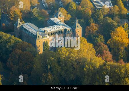 Fotografia Aerea, Castello Di Neersen, Municipio Tecnico, Willich, Basso Reno, Renania Settentrionale-Vestfalia, Germania, Foresta, Castello, Deu, Europa, Green Tree Foto Stock