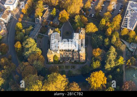 Fotografia Aerea, Castello Di Neersen, Municipio Tecnico, Willich, Basso Reno, Renania Settentrionale-Vestfalia, Germania, Foresta, Castello, Deu, Europa, Green Tree Foto Stock